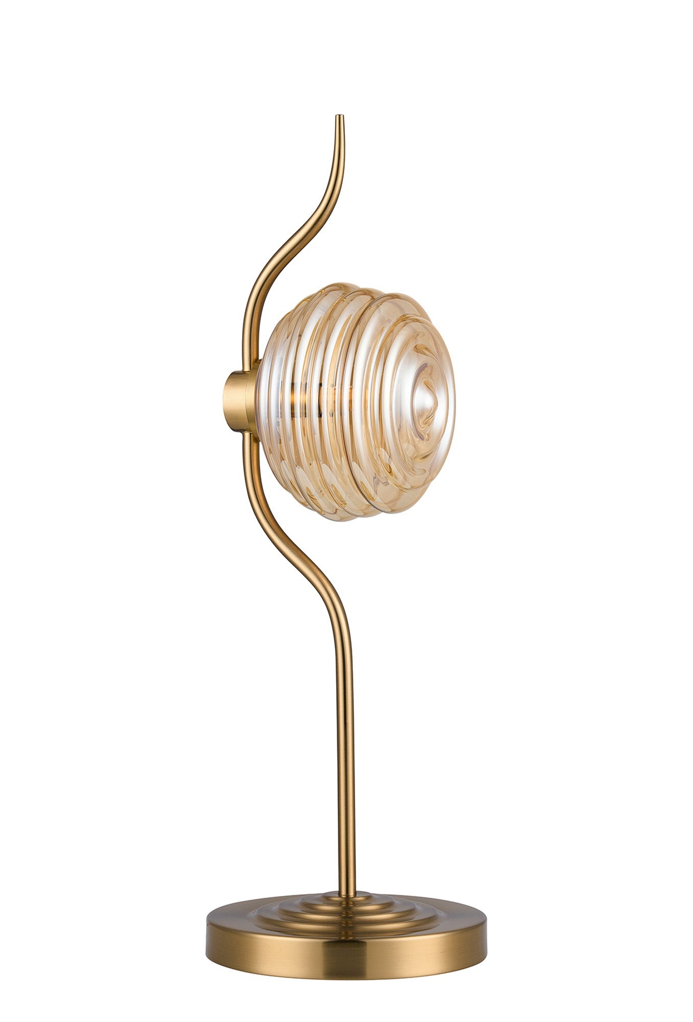 Luminosity Designs Ltd - Cyril 1 Light Table Lamp, Polished Nickel with 160mm Ridged Coloured Glass - Luminosity Designs Ltd