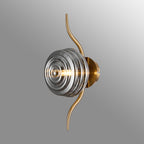 Luminosity Designs Ltd - Cyril 1 Light Wall/Flush Light, Antique Brass with 160mm Ridged Coloured Glass - Luminosity Designs Ltd