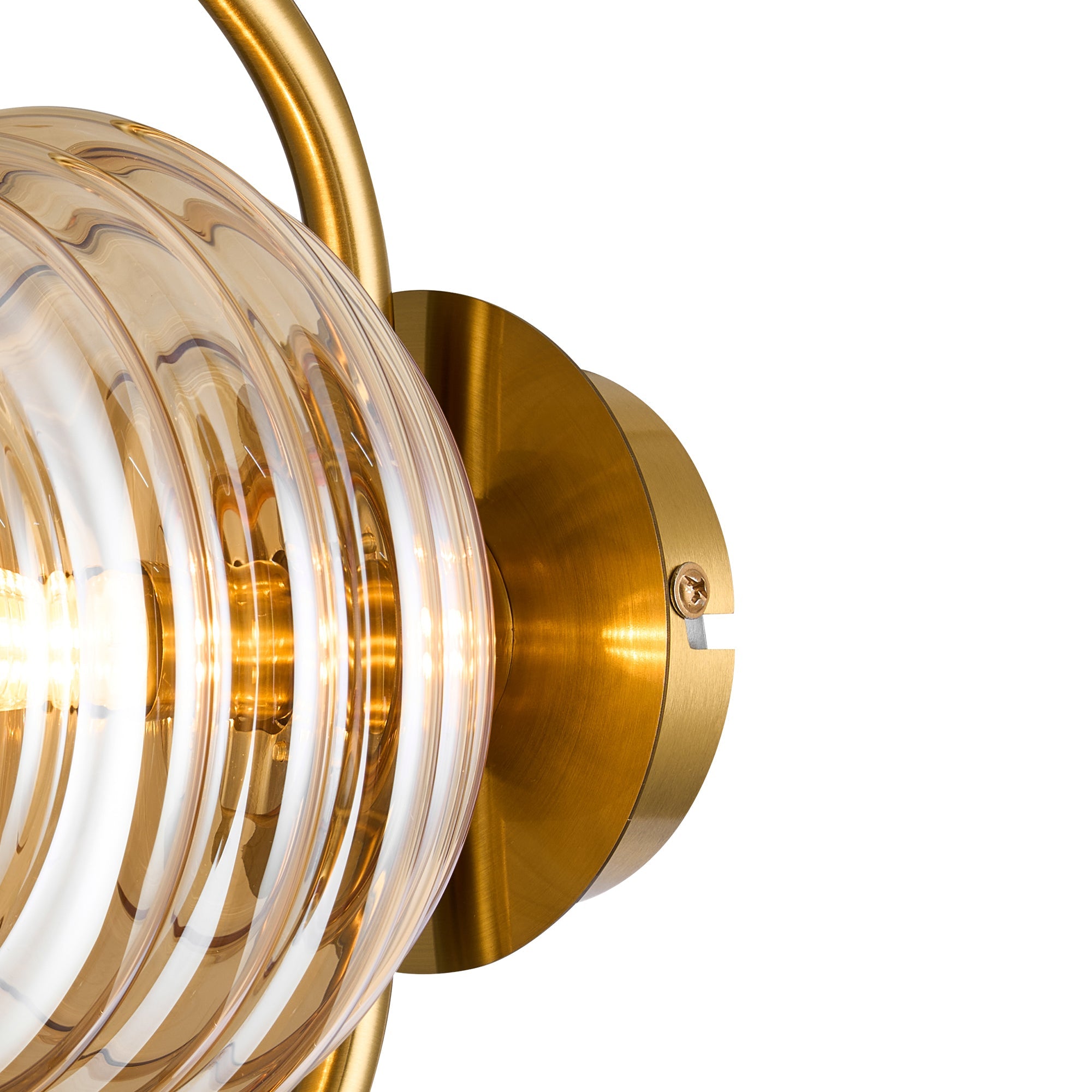 Luminosity Designs Ltd - Cyril 1 Light Wall/Flush Light, Antique Brass with 160mm Ridged Coloured Glass - Luminosity Designs Ltd