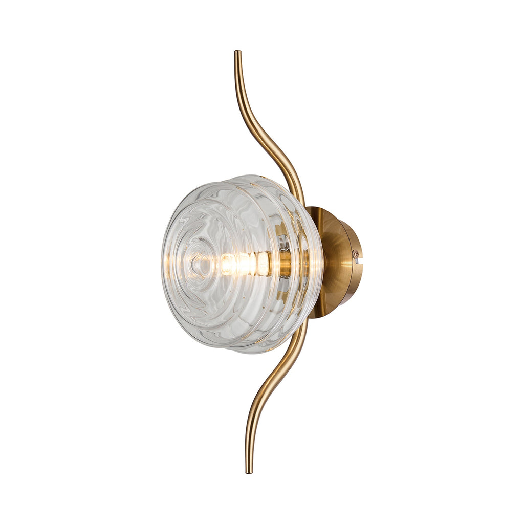 Luminosity Designs Ltd - Cyril 1 Light Wall/Flush Light, Antique Brass with 160mm Ridged Coloured Glass - Luminosity Designs Ltd