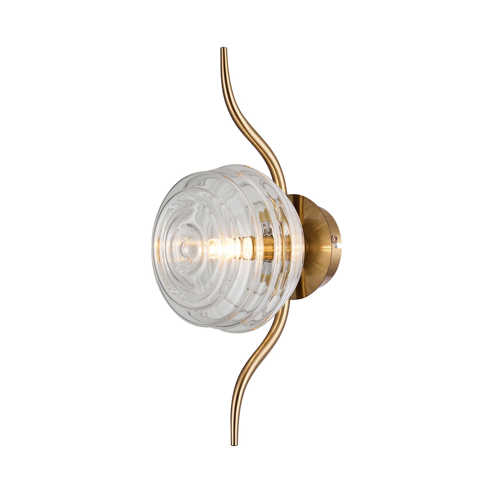 Luminosity Designs Ltd - Cyril 1 Light Wall/Flush Light, Antique Brass with 160mm Ridged Coloured Glass - Luminosity Designs Ltd