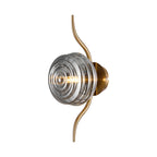 Luminosity Designs Ltd - Cyril 1 Light Wall/Flush Light, Antique Brass with 160mm Ridged Coloured Glass - Luminosity Designs Ltd
