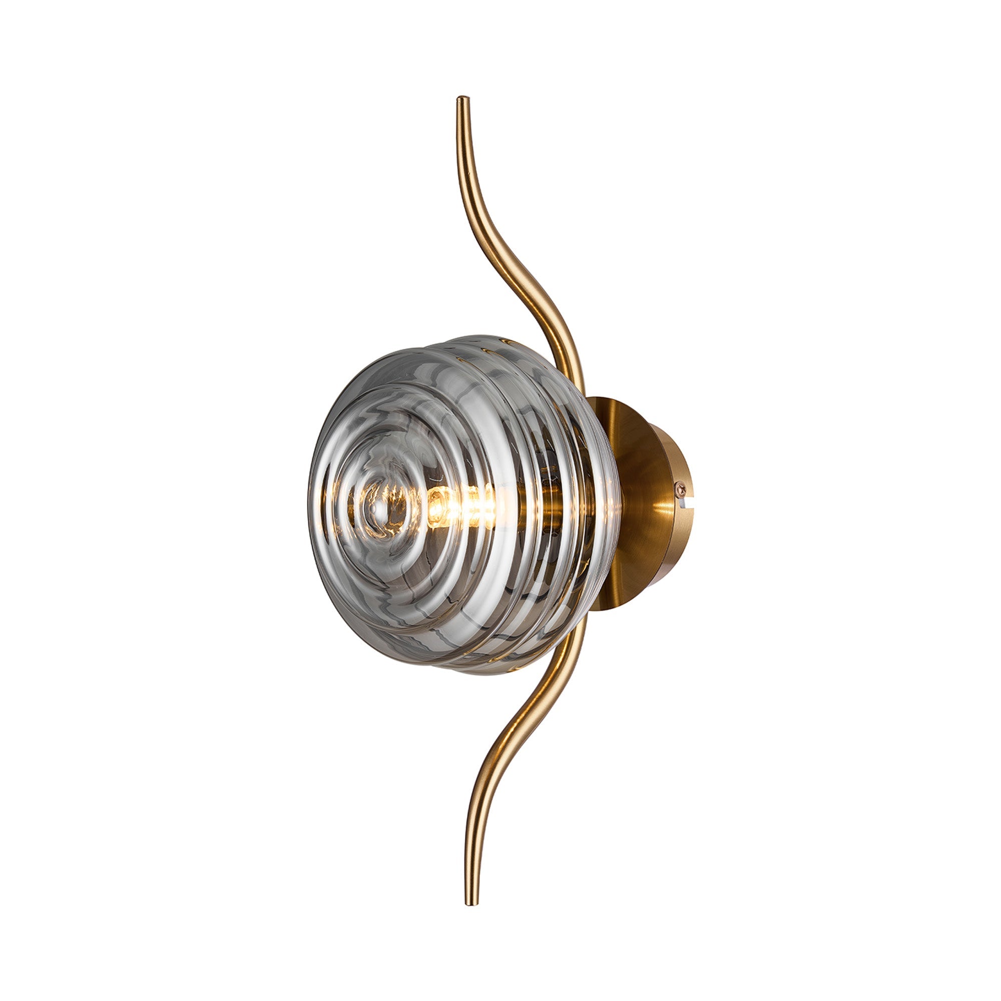 Luminosity Designs Ltd - Cyril 1 Light Wall/Flush Light, Antique Brass with 160mm Ridged Coloured Glass - Luminosity Designs Ltd