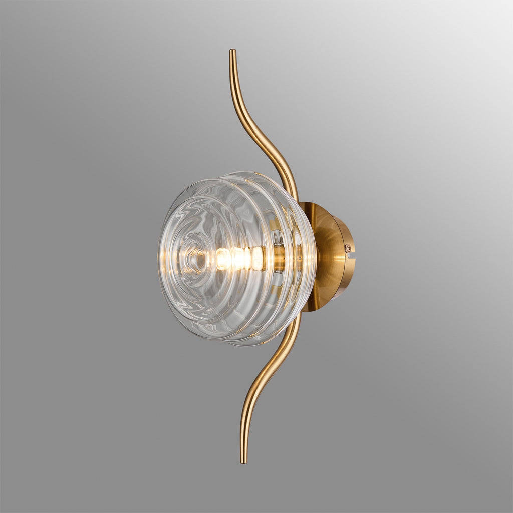 Luminosity Designs Ltd - Cyril 1 Light Wall/Flush Light, Antique Brass with 160mm Ridged Coloured Glass - Luminosity Designs Ltd