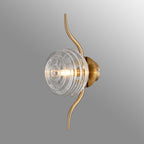 Luminosity Designs Ltd - Cyril 1 Light Wall/Flush Light, Antique Brass with 160mm Ridged Coloured Glass - Luminosity Designs Ltd
