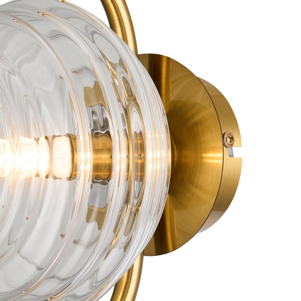 Luminosity Designs Ltd - Cyril 1 Light Wall/Flush Light, Antique Brass with 160mm Ridged Coloured Glass - Luminosity Designs Ltd
