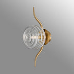 Luminosity Designs Ltd - Cyril 1 Light Wall/Flush Light, Antique Brass with 160mm Ridged Coloured Glass - Luminosity Designs Ltd
