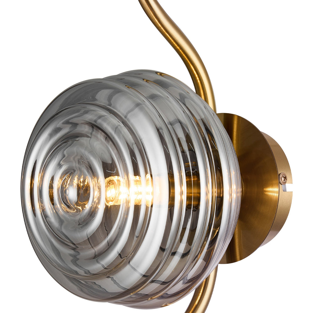 Luminosity Designs Ltd - Cyril 1 Light Wall/Flush Light, Antique Brass with 160mm Ridged Coloured Glass - Luminosity Designs Ltd