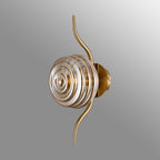 Luminosity Designs Ltd - Cyril 1 Light Wall/Flush Light, Antique Brass with 160mm Ridged Coloured Glass - Luminosity Designs Ltd