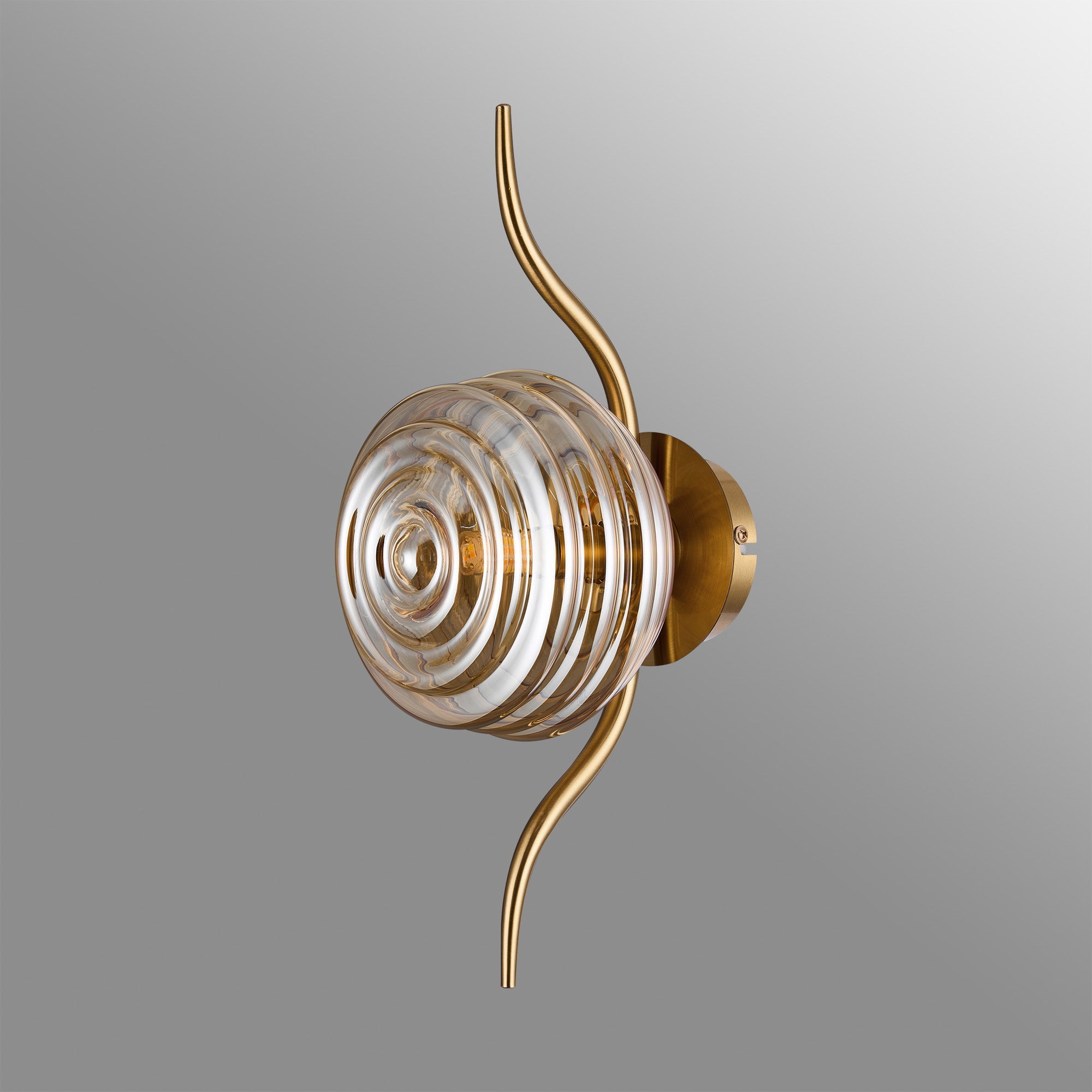 Luminosity Designs Ltd - Cyril 1 Light Wall/Flush Light, Antique Brass with 160mm Ridged Coloured Glass - Luminosity Designs Ltd