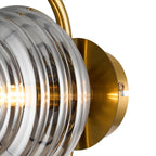 Luminosity Designs Ltd - Cyril 1 Light Wall/Flush Light, Antique Brass with 160mm Ridged Coloured Glass - Luminosity Designs Ltd