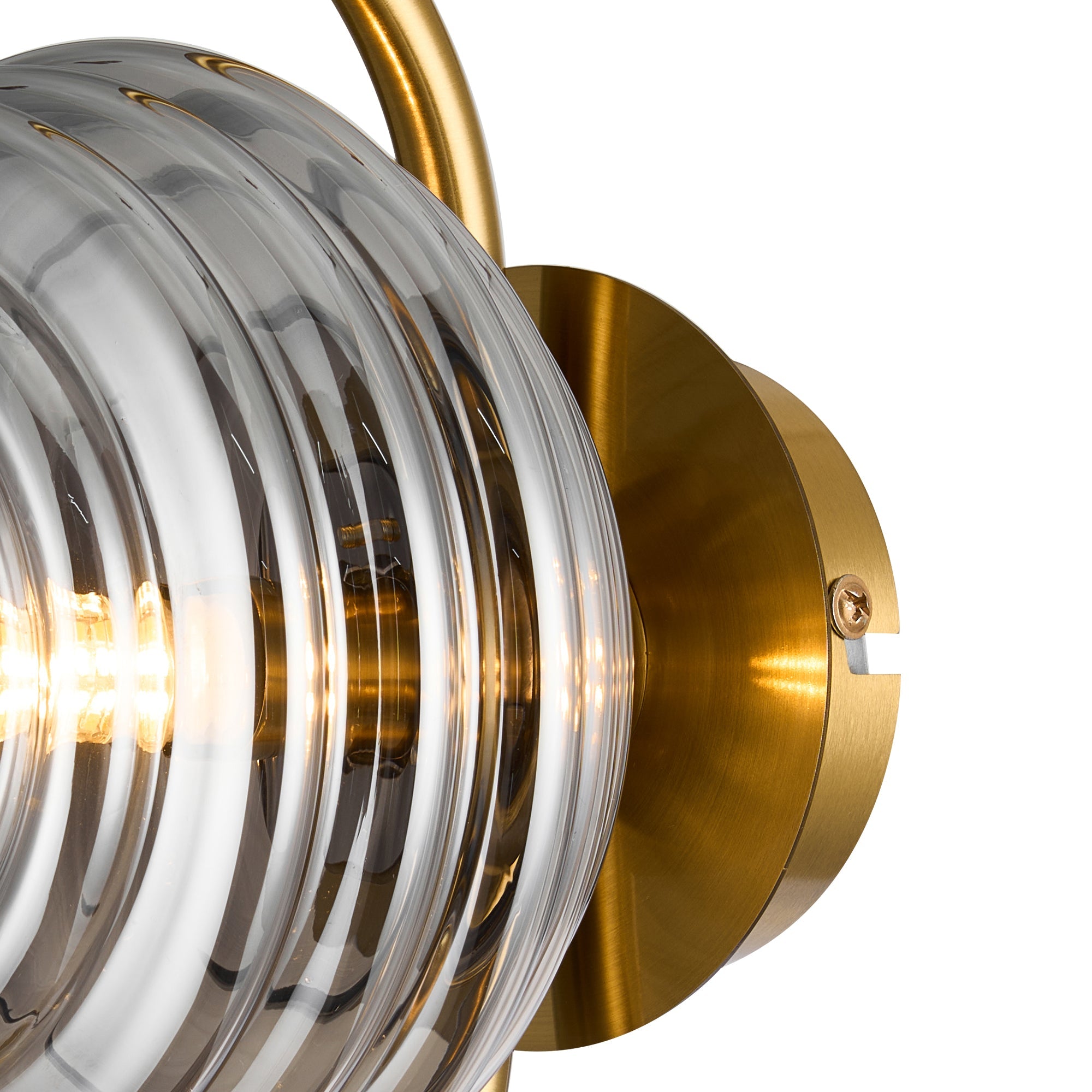 Luminosity Designs Ltd - Cyril 1 Light Wall/Flush Light, Antique Brass with 160mm Ridged Coloured Glass - Luminosity Designs Ltd