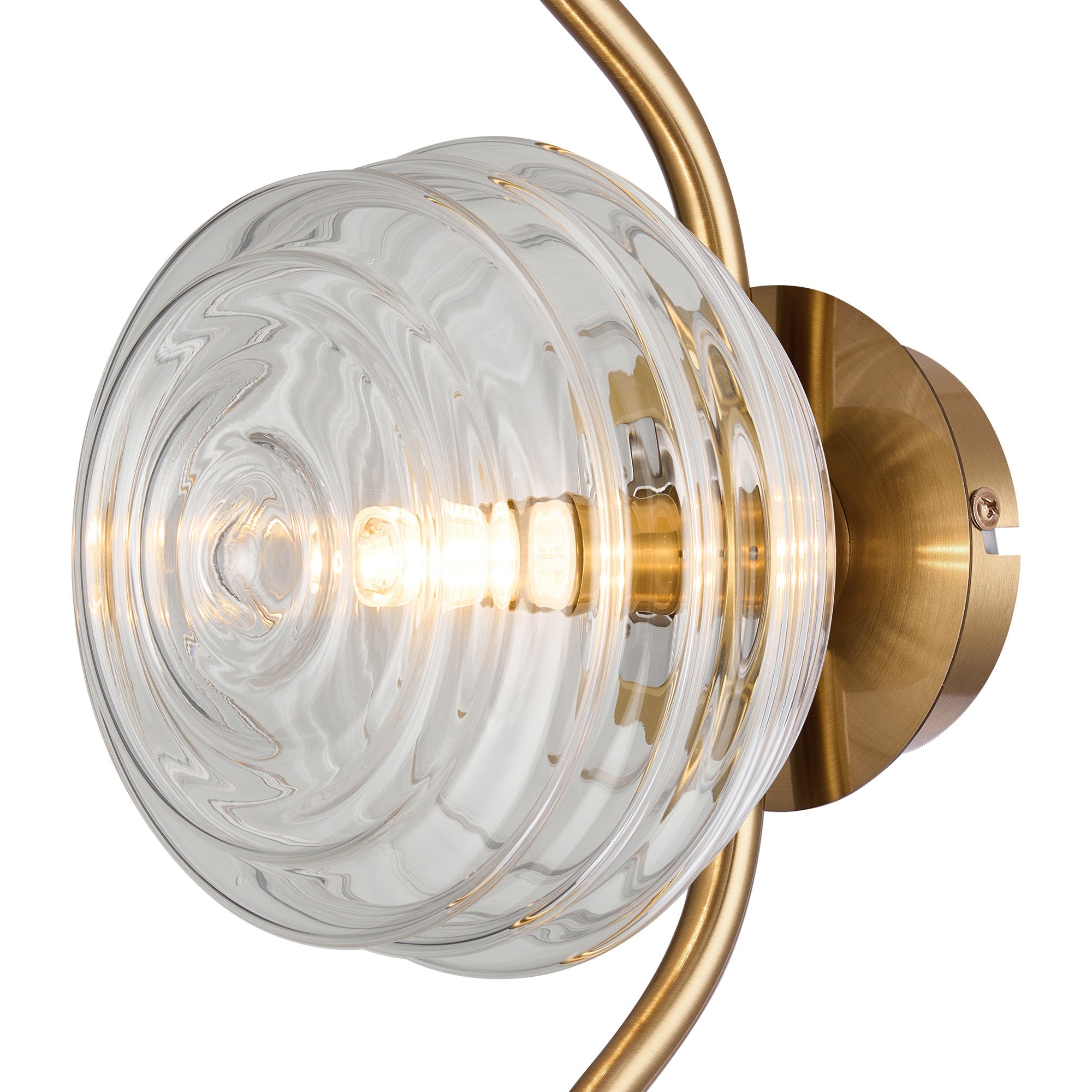 Luminosity Designs Ltd - Cyril 1 Light Wall/Flush Light, Antique Brass with 160mm Ridged Coloured Glass - Luminosity Designs Ltd