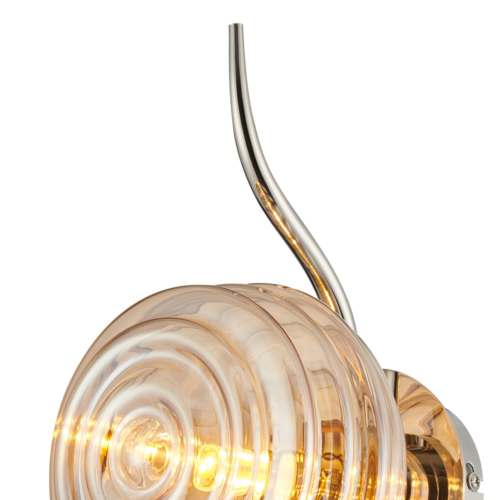 Luminosity Designs Ltd - Cyril 1 Light Wall/Flush Light, Polished Nickel with 160mm Ridged Coloured Glass - Luminosity Designs Ltd