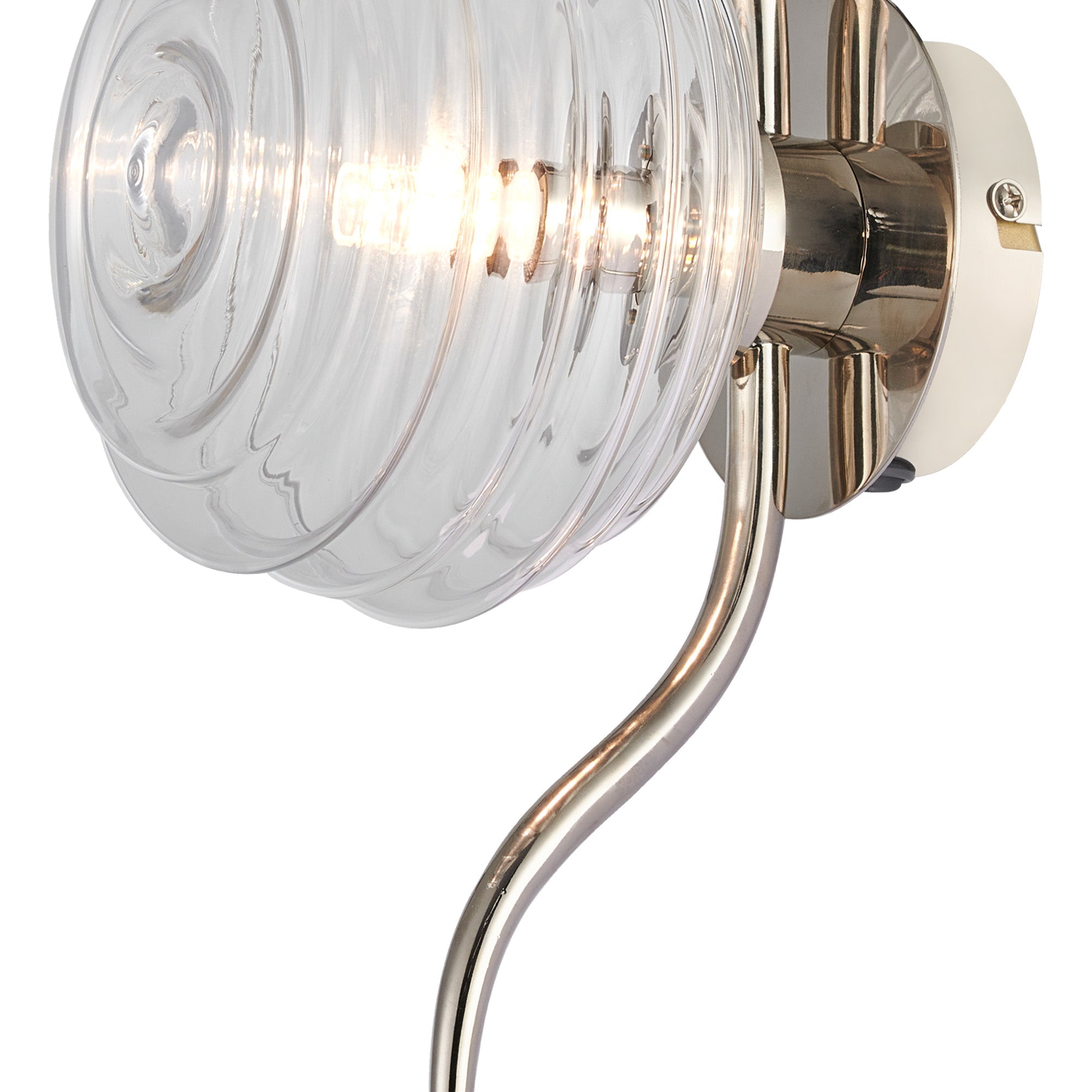 Luminosity Designs Ltd - Cyril 1 Light Wall/Flush Light, Polished Nickel with 160mm Ridged Coloured Glass - Luminosity Designs Ltd