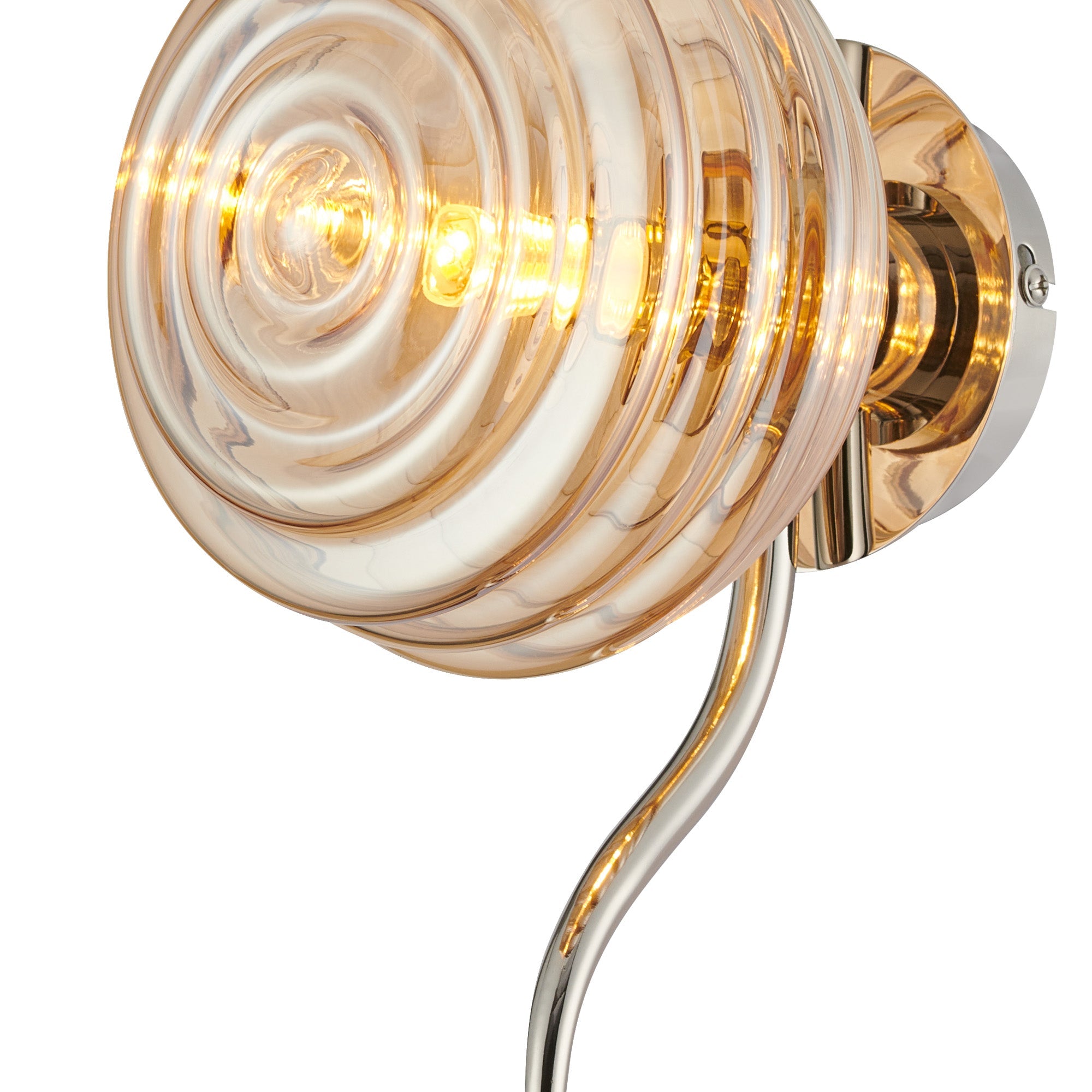 Luminosity Designs Ltd - Cyril 1 Light Wall/Flush Light, Polished Nickel with 160mm Ridged Coloured Glass - Luminosity Designs Ltd