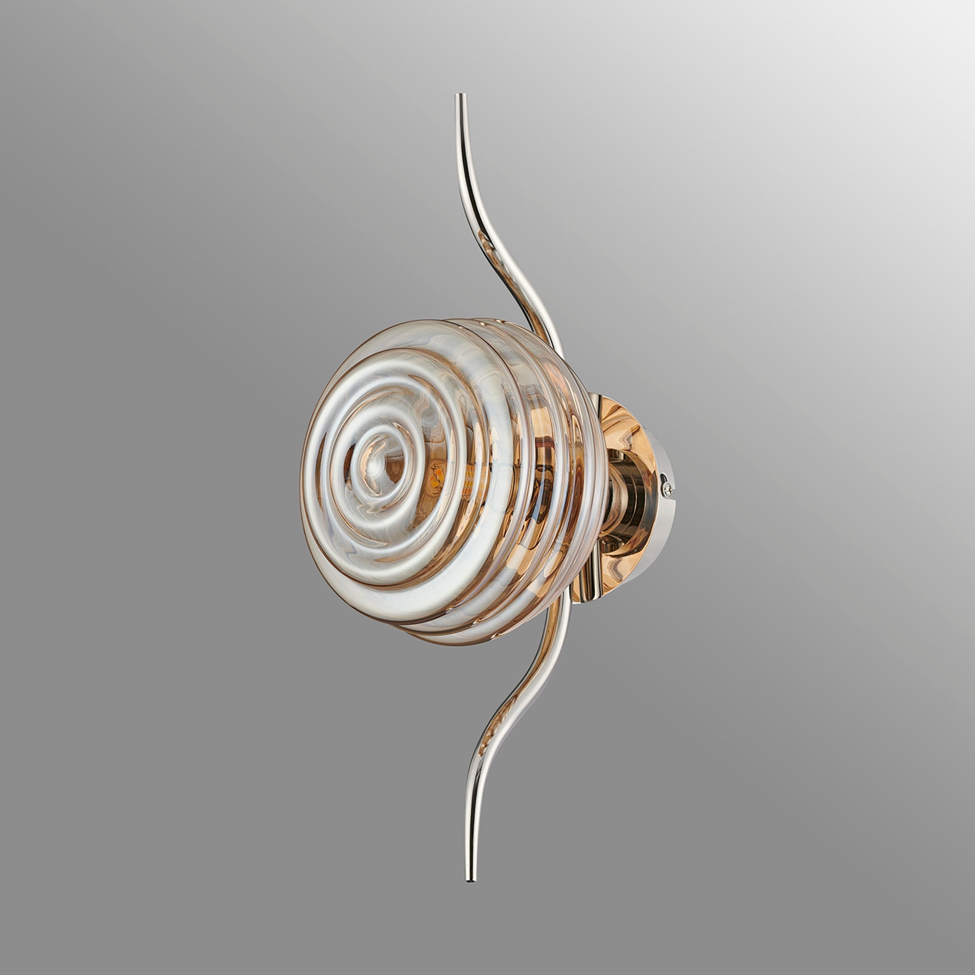 Luminosity Designs Ltd - Cyril 1 Light Wall/Flush Light, Polished Nickel with 160mm Ridged Coloured Glass - Luminosity Designs Ltd
