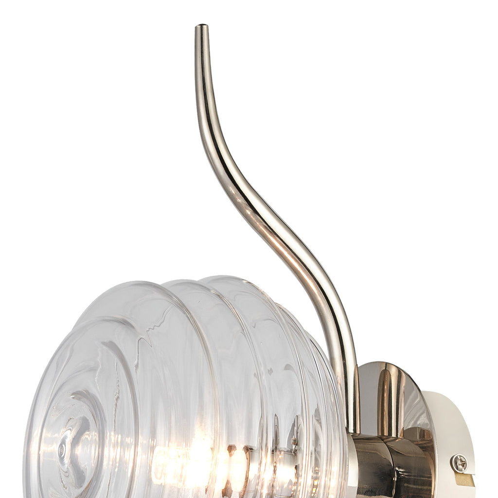 Luminosity Designs Ltd - Cyril 1 Light Wall/Flush Light, Polished Nickel with 160mm Ridged Coloured Glass - Luminosity Designs Ltd
