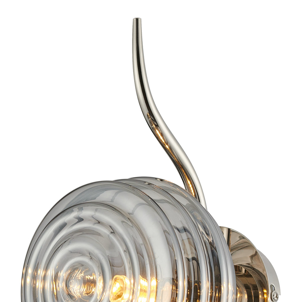 Luminosity Designs Ltd - Cyril 1 Light Wall/Flush Light, Polished Nickel with 160mm Ridged Coloured Glass - Luminosity Designs Ltd