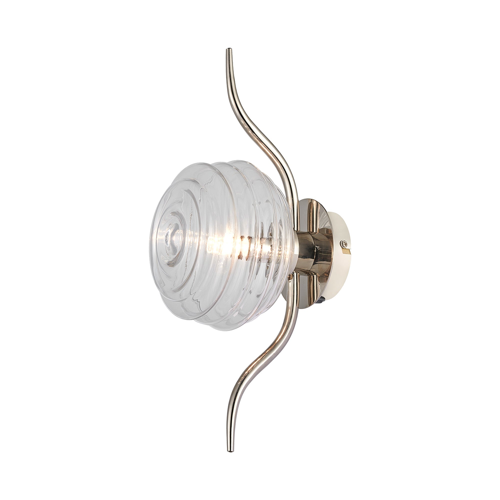 Luminosity Designs Ltd - Cyril 1 Light Wall/Flush Light, Polished Nickel with 160mm Ridged Coloured Glass - Luminosity Designs Ltd