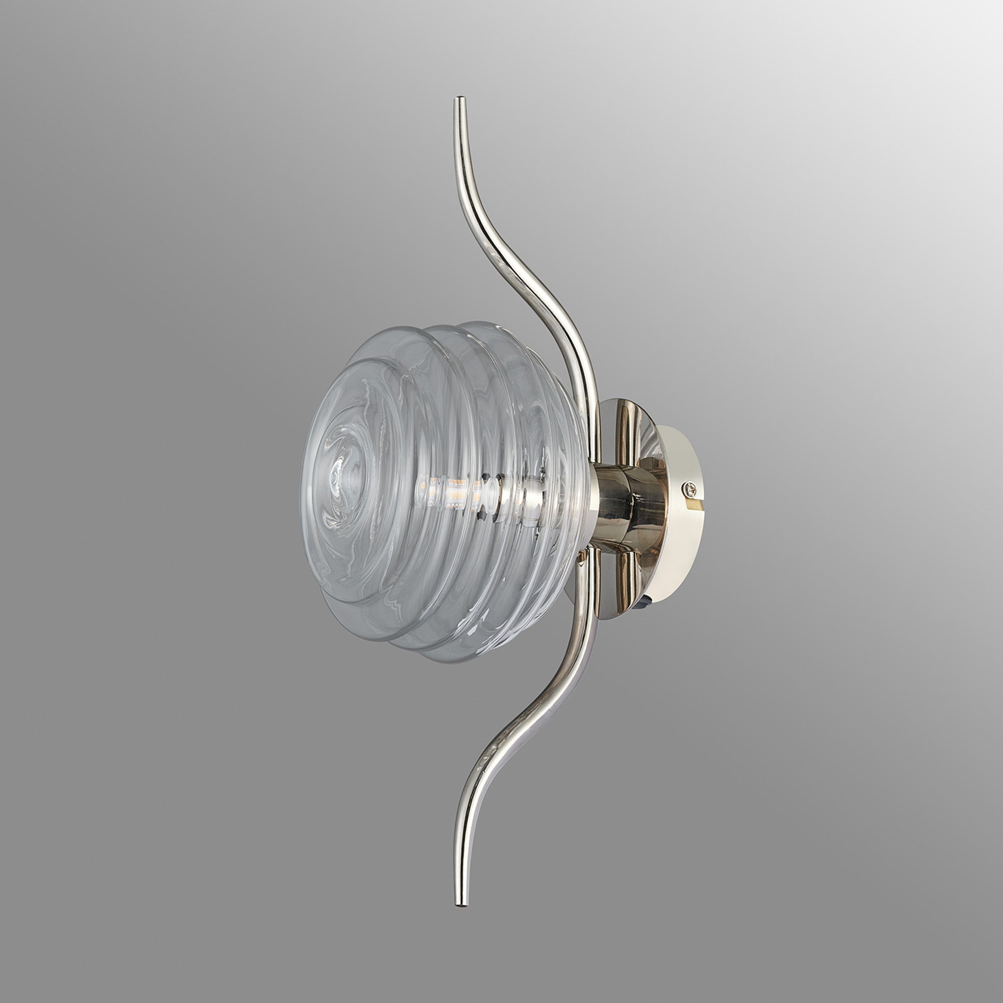 Luminosity Designs Ltd - Cyril 1 Light Wall/Flush Light, Polished Nickel with 160mm Ridged Coloured Glass - Luminosity Designs Ltd