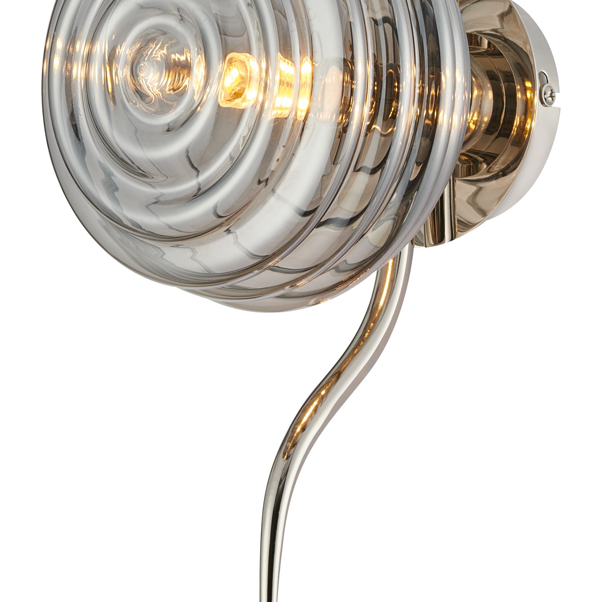 Luminosity Designs Ltd - Cyril 1 Light Wall/Flush Light, Polished Nickel with 160mm Ridged Coloured Glass - Luminosity Designs Ltd