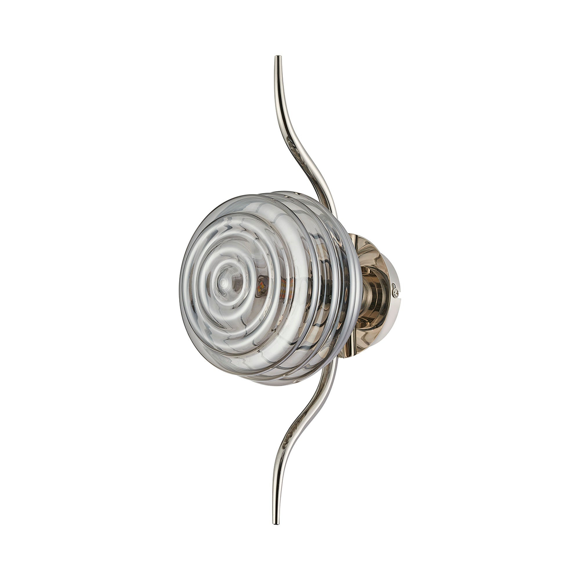 Luminosity Designs Ltd - Cyril 1 Light Wall/Flush Light, Polished Nickel with 160mm Ridged Coloured Glass - Luminosity Designs Ltd