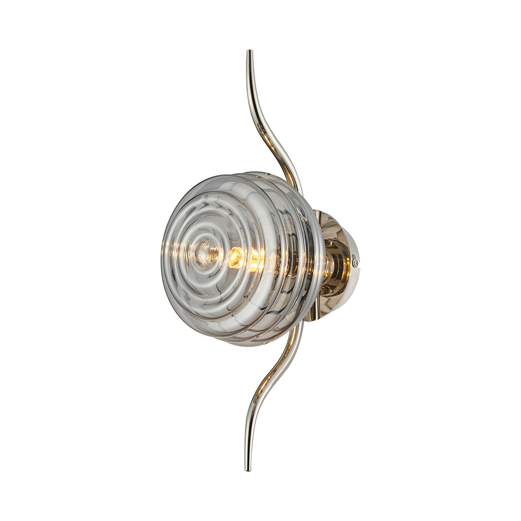 Luminosity Designs Ltd - Cyril 1 Light Wall/Flush Light, Polished Nickel with 160mm Ridged Coloured Glass - Luminosity Designs Ltd