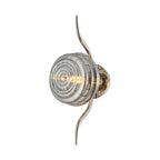 Luminosity Designs Ltd - Cyril 1 Light Wall/Flush Light, Polished Nickel with 160mm Ridged Coloured Glass - Luminosity Designs Ltd