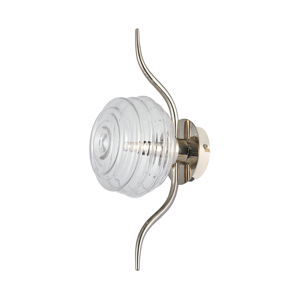 Luminosity Designs Ltd - Cyril 1 Light Wall/Flush Light, Polished Nickel with 160mm Ridged Coloured Glass - Luminosity Designs Ltd