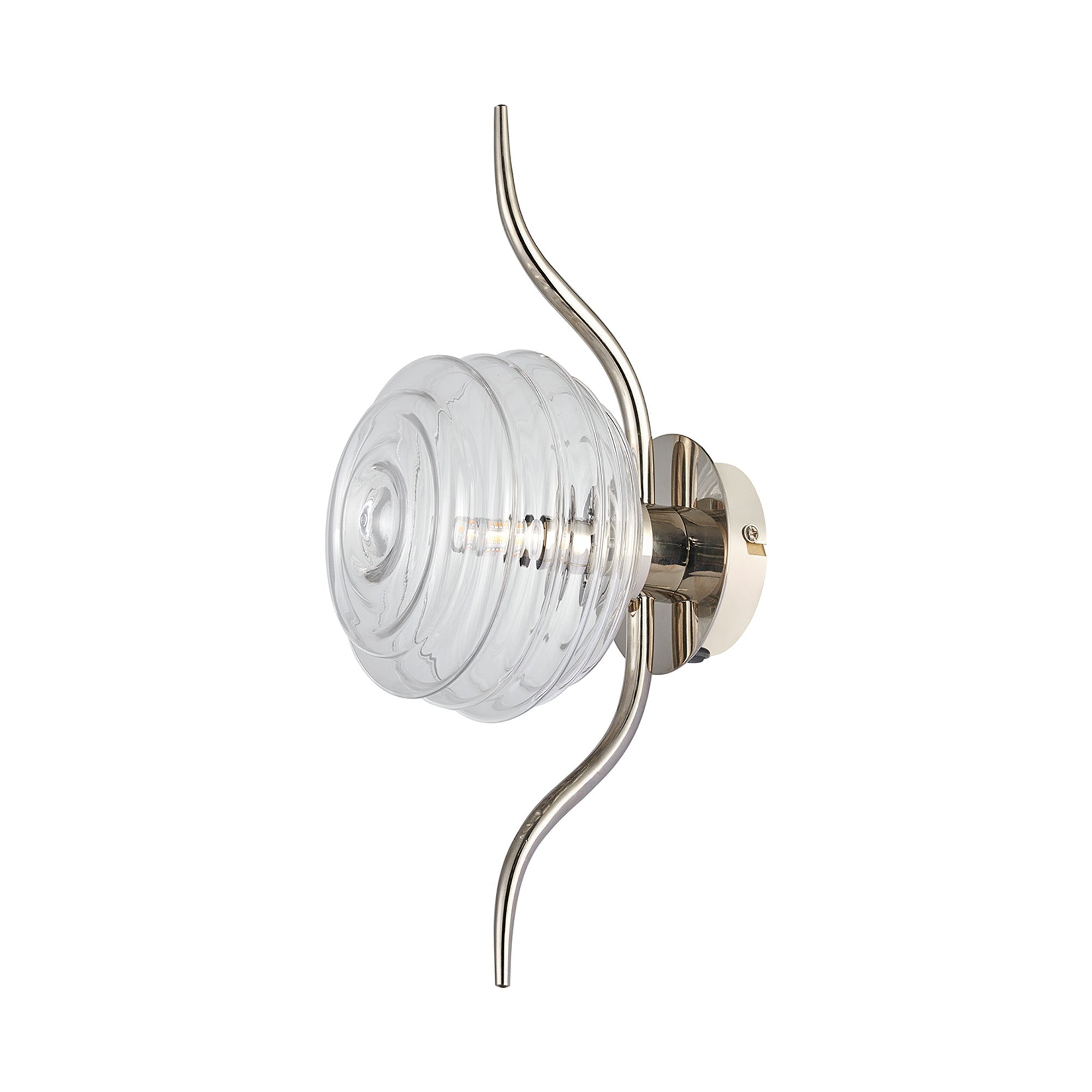 Luminosity Designs Ltd - Cyril 1 Light Wall/Flush Light, Polished Nickel with 160mm Ridged Coloured Glass - Luminosity Designs Ltd
