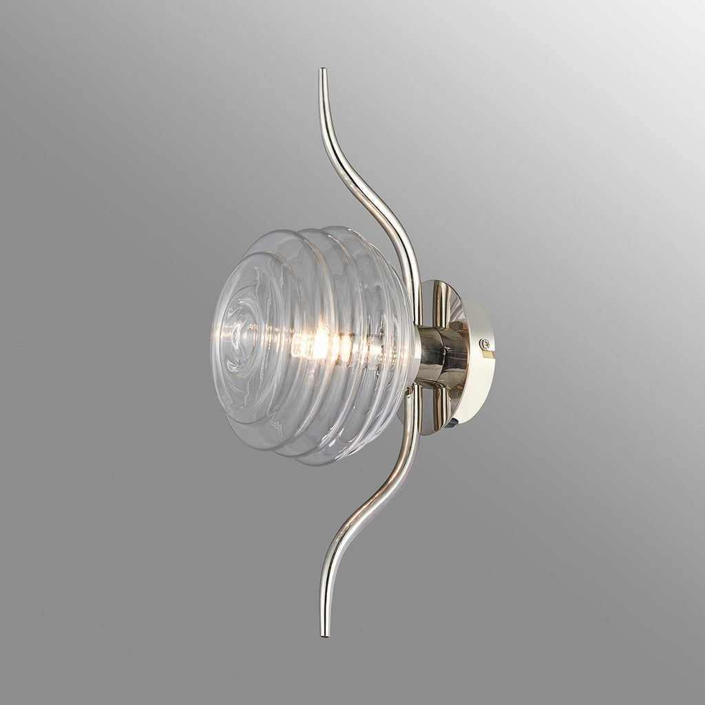 Luminosity Designs Ltd - Cyril 1 Light Wall/Flush Light, Polished Nickel with 160mm Ridged Coloured Glass - Luminosity Designs Ltd