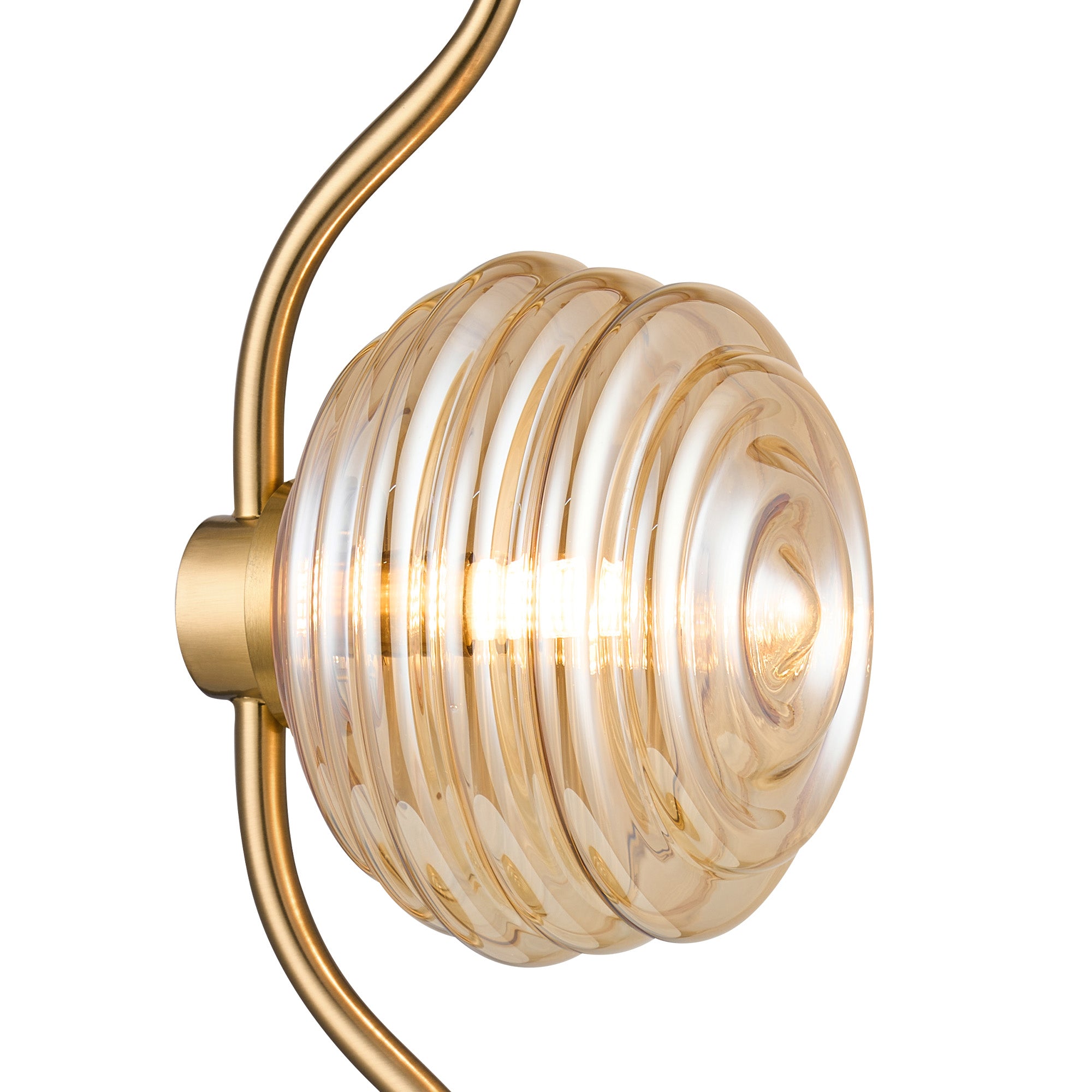 Cyril 1 Light Table Lamp, Antique Brass with 160mm Ridged Coloured Glass