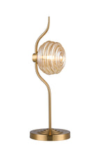 Cyril 1 Light Table Lamp, Antique Brass with 160mm Ridged Coloured Glass