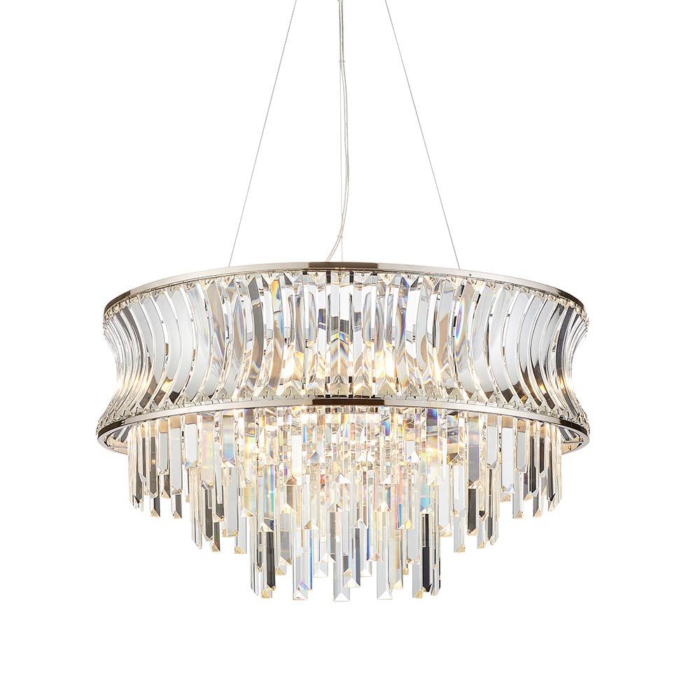 Abigail Bright 9 Light Chandelier Pendant with Concave Clear Glass