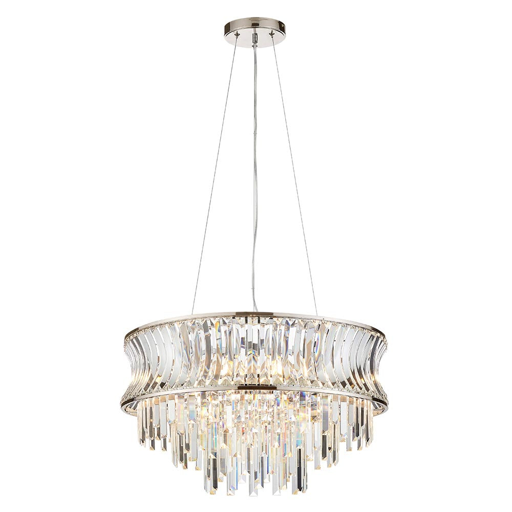 Abigail Bright 9 Light Chandelier Pendant with Concave Clear Glass