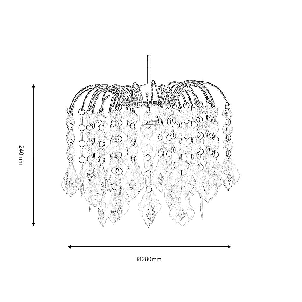 Oaks Lighting - Dacia Beaded Acrylic Chandelier Pendant Shade with Curved Metalwork for all Pendant Types - Luminosity Designs Ltd