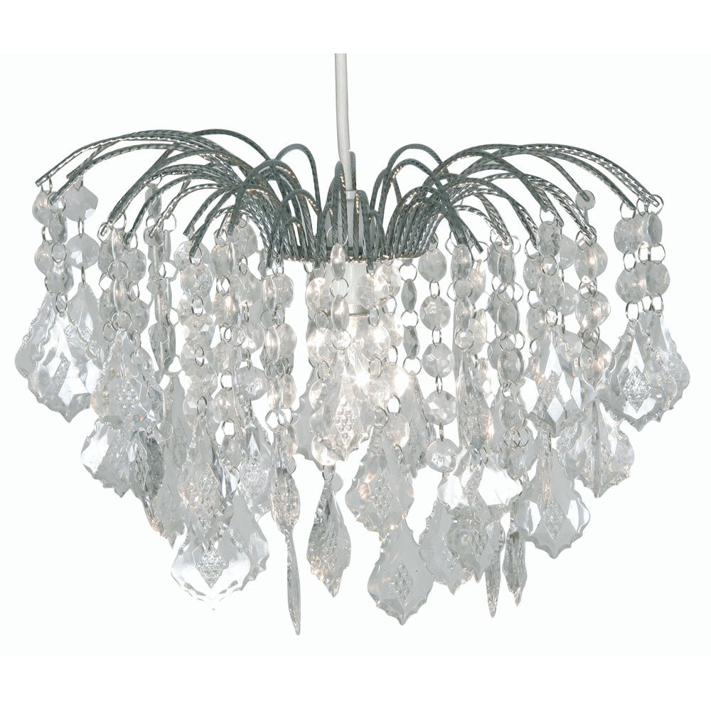 Oaks Lighting - Dacia Beaded Acrylic Chandelier Pendant Shade with Curved Metalwork for all Pendant Types - Luminosity Designs Ltd