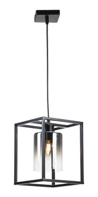 Oaks Lighting - Dalen Cuboid Pendant in Black Metal with Smoked Chrome Glass (Oaks 9482/1 BK) - Luminosity Designs Ltd