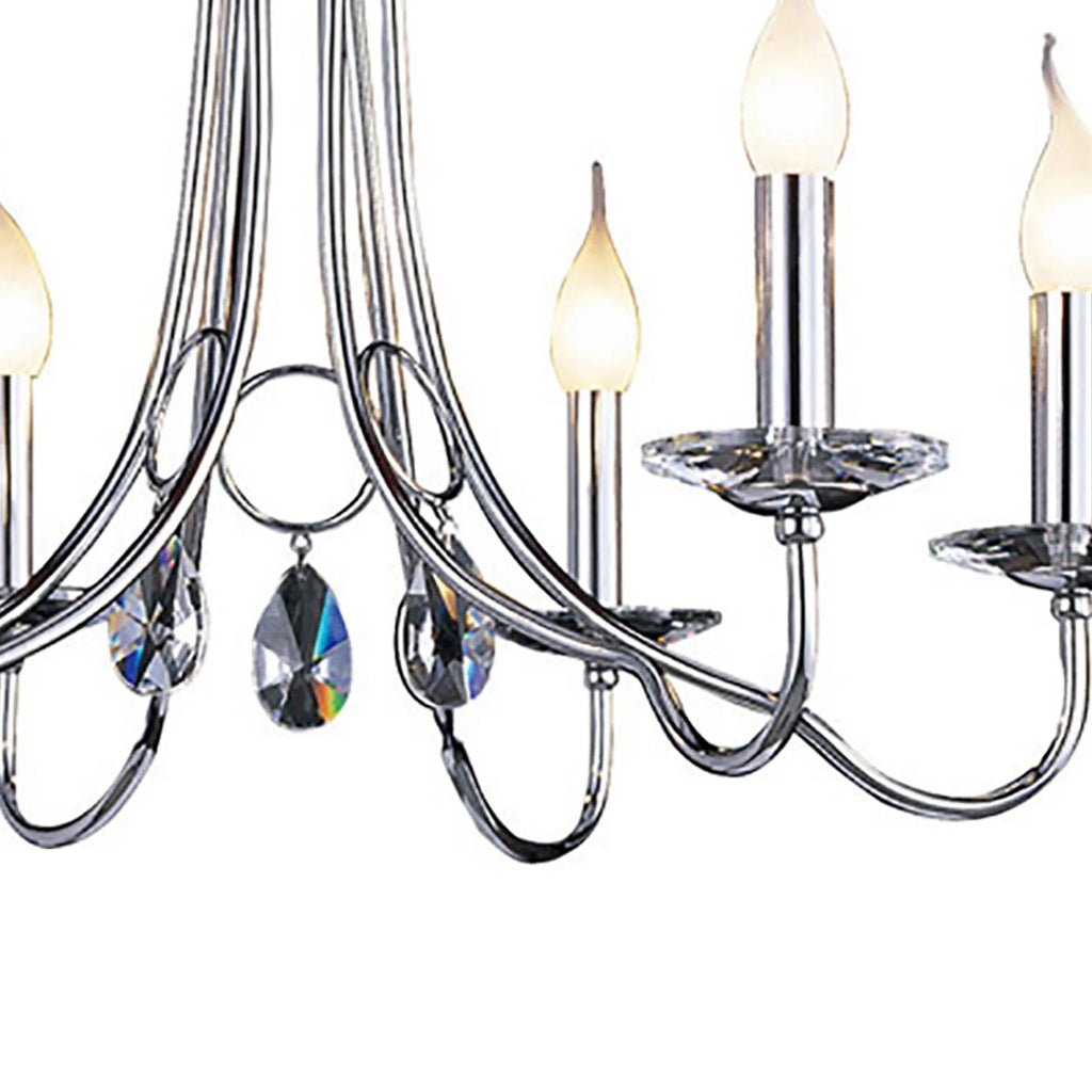Diyas - Danya Chandelier Pendant, 6 Light E14, Polished Chrome/Crystal (Diyas IL40036) - Luminosity Designs Ltd
