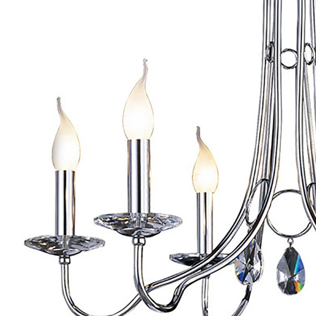 Diyas - Danya Chandelier Pendant, 6 Light E14, Polished Chrome/Crystal (Diyas IL40036) - Luminosity Designs Ltd