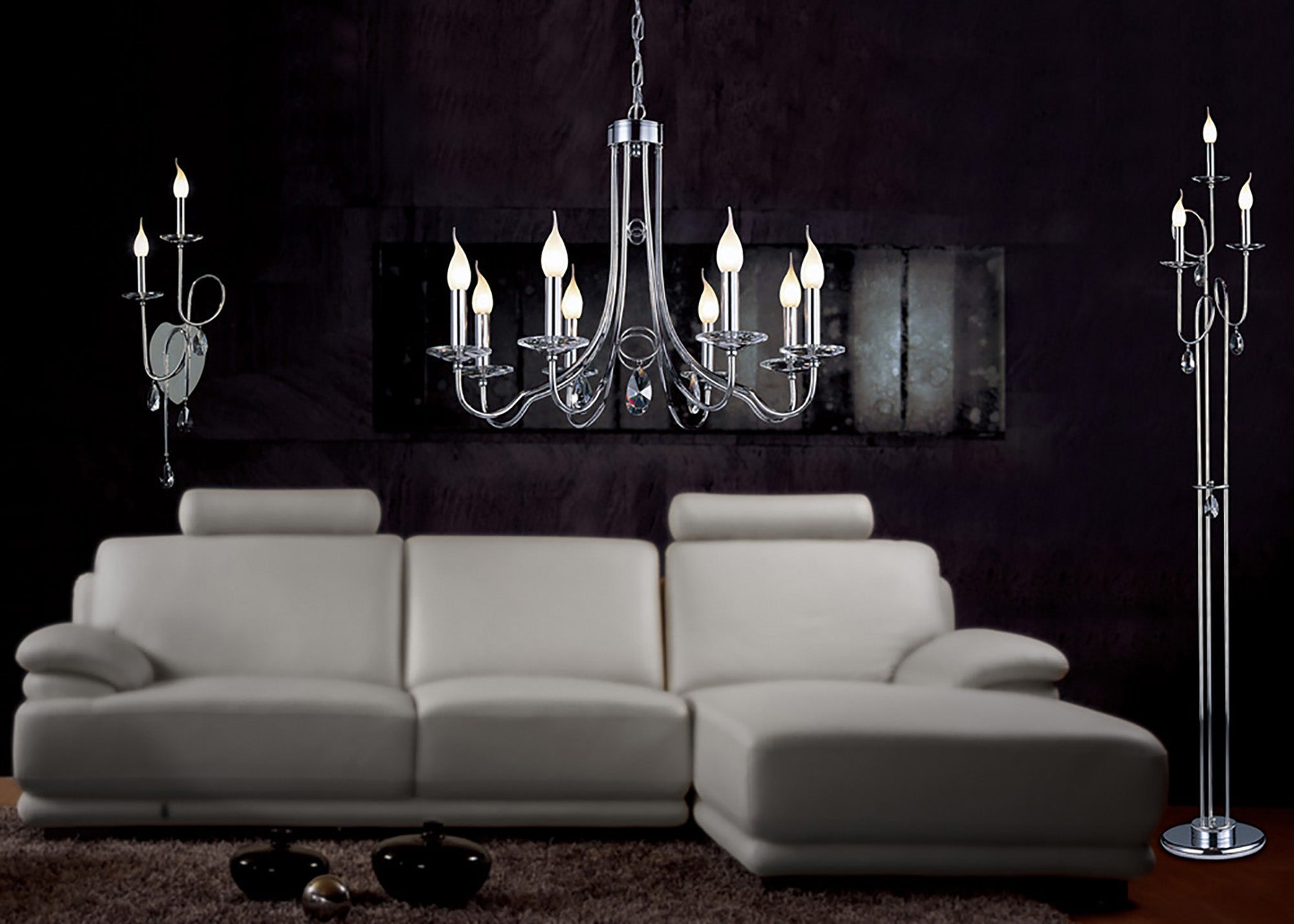 Diyas - Danya Chandelier Pendant, 8 Light E14, Polished Chrome/Crystal (Diyas IL40038) - Luminosity Designs Ltd