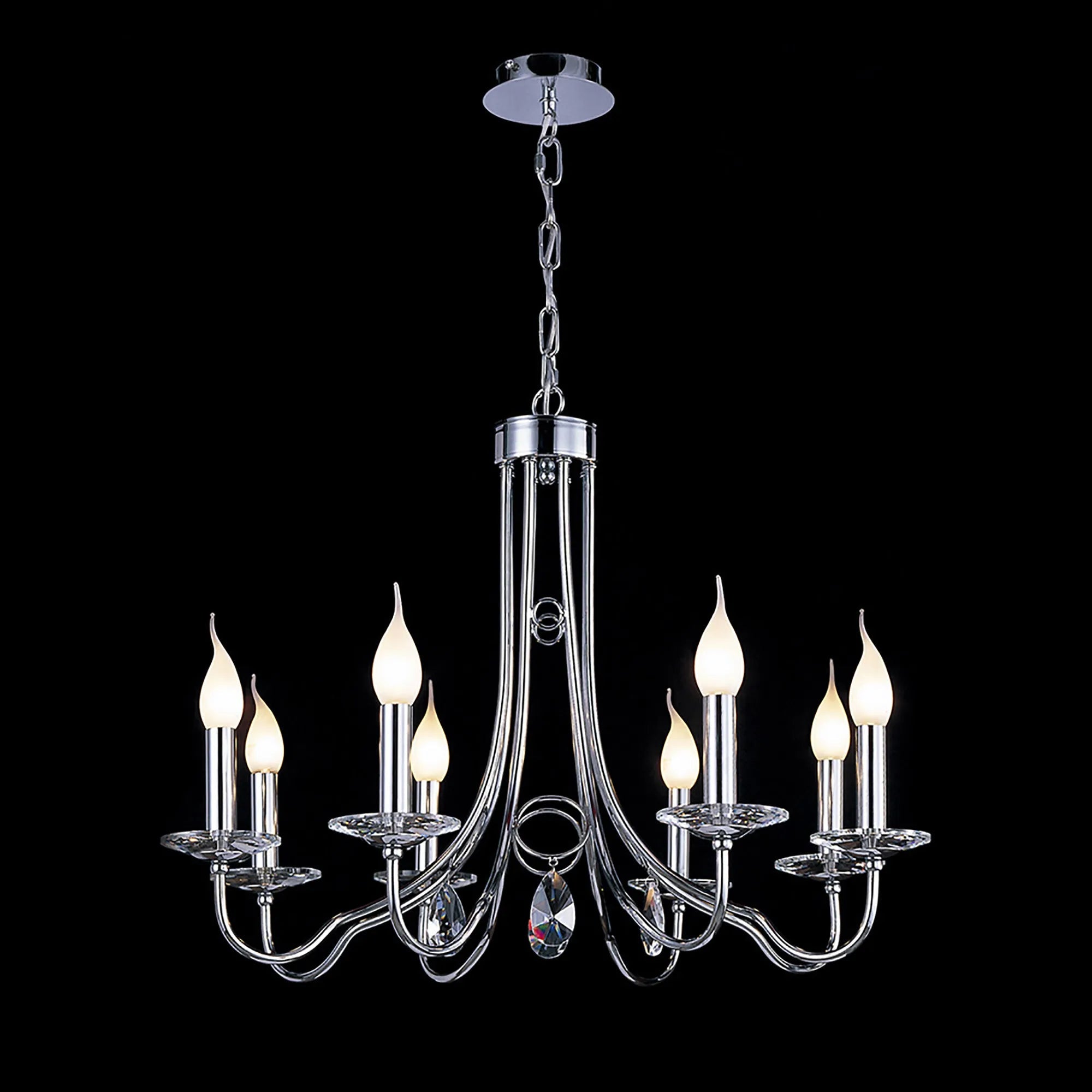 Diyas - Danya Chandelier Pendant, 8 Light E14, Polished Chrome/Crystal (Diyas IL40038) - Luminosity Designs Ltd