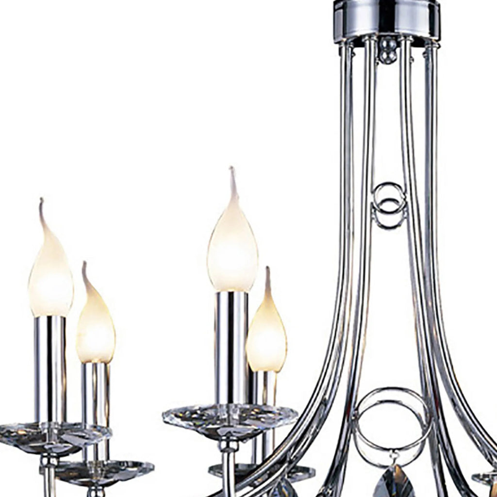 Diyas - Danya Chandelier Pendant, 8 Light E14, Polished Chrome/Crystal (Diyas IL40038) - Luminosity Designs Ltd