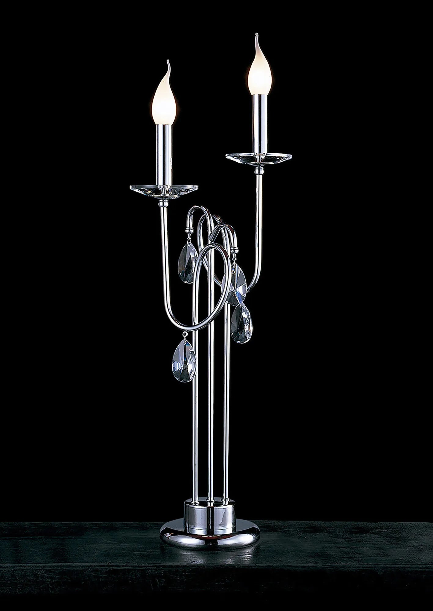 Diyas - Danya Table Lamp, 2 Light E14. Polished Chrome/Crystal (Diyas IL40039) - Luminosity Designs Ltd