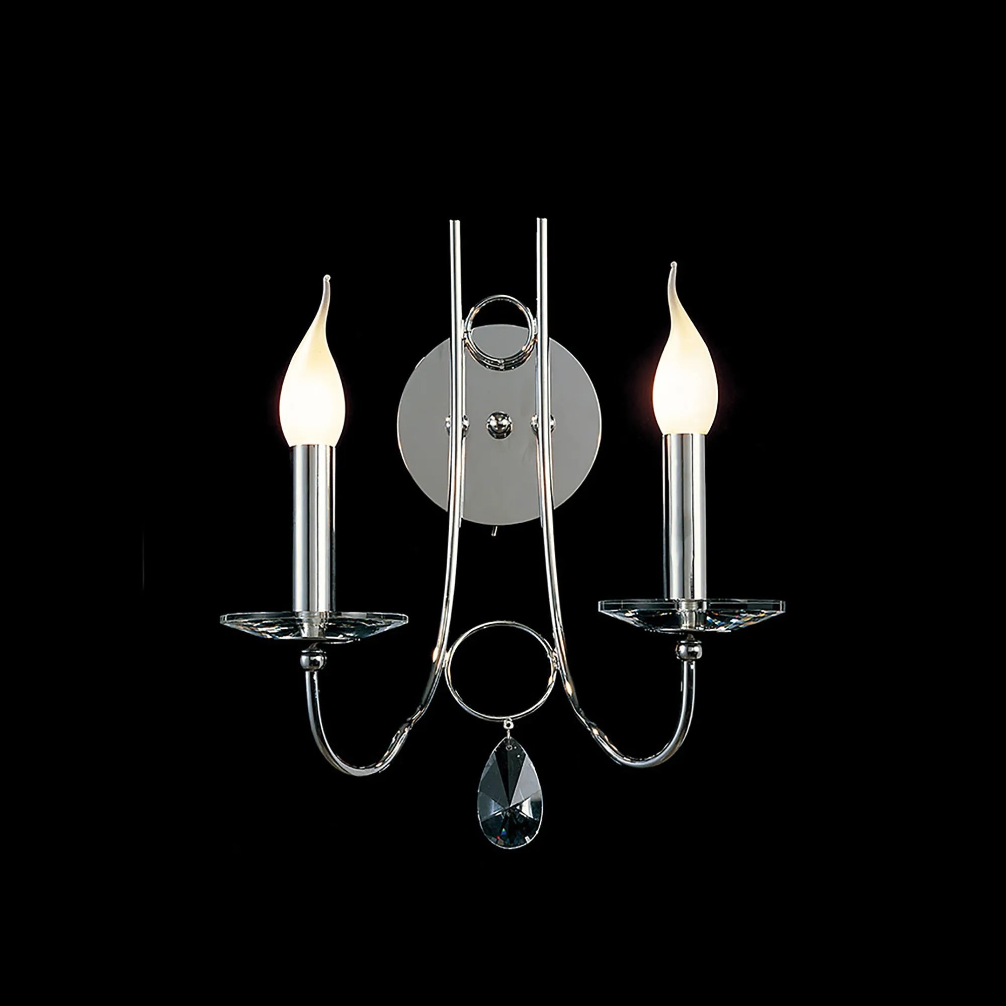 Diyas - Danya Wall Lamp, 2 Light E14, Polished Chrome/Crystal (Diyas IL40032) - Luminosity Designs Ltd