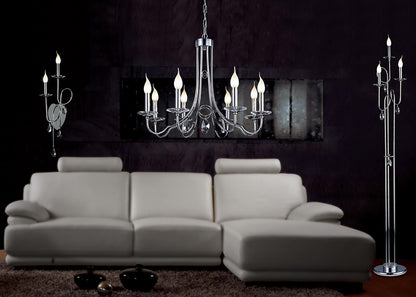 Danya Chandelier Pendant,  8 Light E14, Polished Chrome/Crystal (Diyas IL40038)