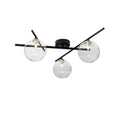 Oaks Lighting - Darlow 3 Light Semi Flush in Black With Clear Glass Globes. 5x G9 (Oaks 3144/3 SF) - Luminosity Designs Ltd