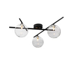 Oaks Lighting - Darlow 3 Light Semi Flush in Black With Clear Glass Globes. 5x G9 (Oaks 3144/3 SF) - Luminosity Designs Ltd