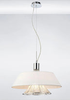 Diyas - Davina Pendant With Fabric Shade, 3 Light G9, Polished Chrome/Crystal (Diyas IL30041) - Luminosity Designs Ltd
